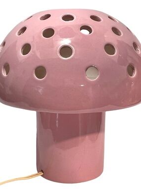 Vintage 1960s Maurice Chalvignac Pink Ceramic Mushroom Lamp - Mid-Century Modern